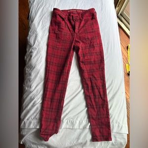 American Eagle Red Plaid Pants, Size 8